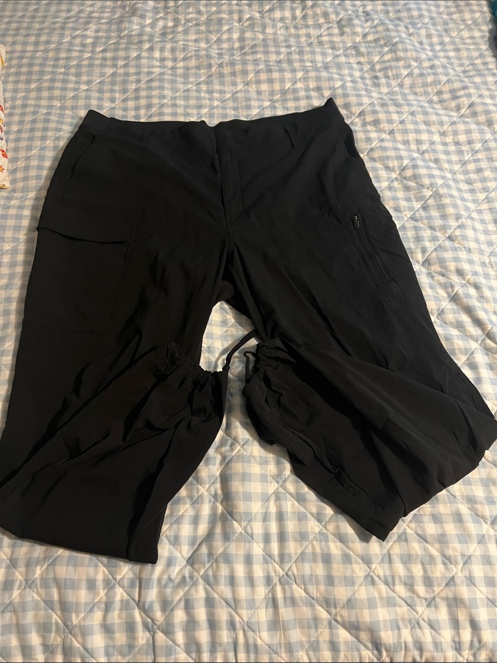 Athleta Black Cargo Pants with Ankle Drawcords